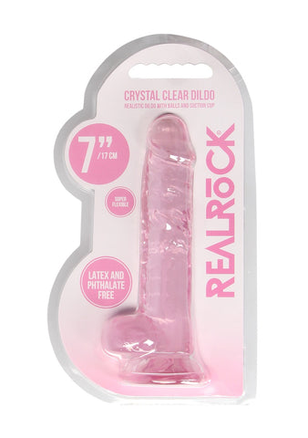 Real Rock Crystal Clear 7" Realistic Dildo With Balls (Pink) - Image 3