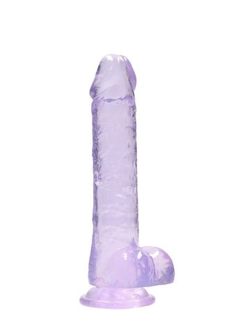 Real Rock Crystal Clear 8" Realistic Dildo With Balls (Purple) - Image 4