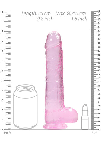 Real Rock Crystal Clear 9" Realistic Dildo With Balls (Pink) - Image 4