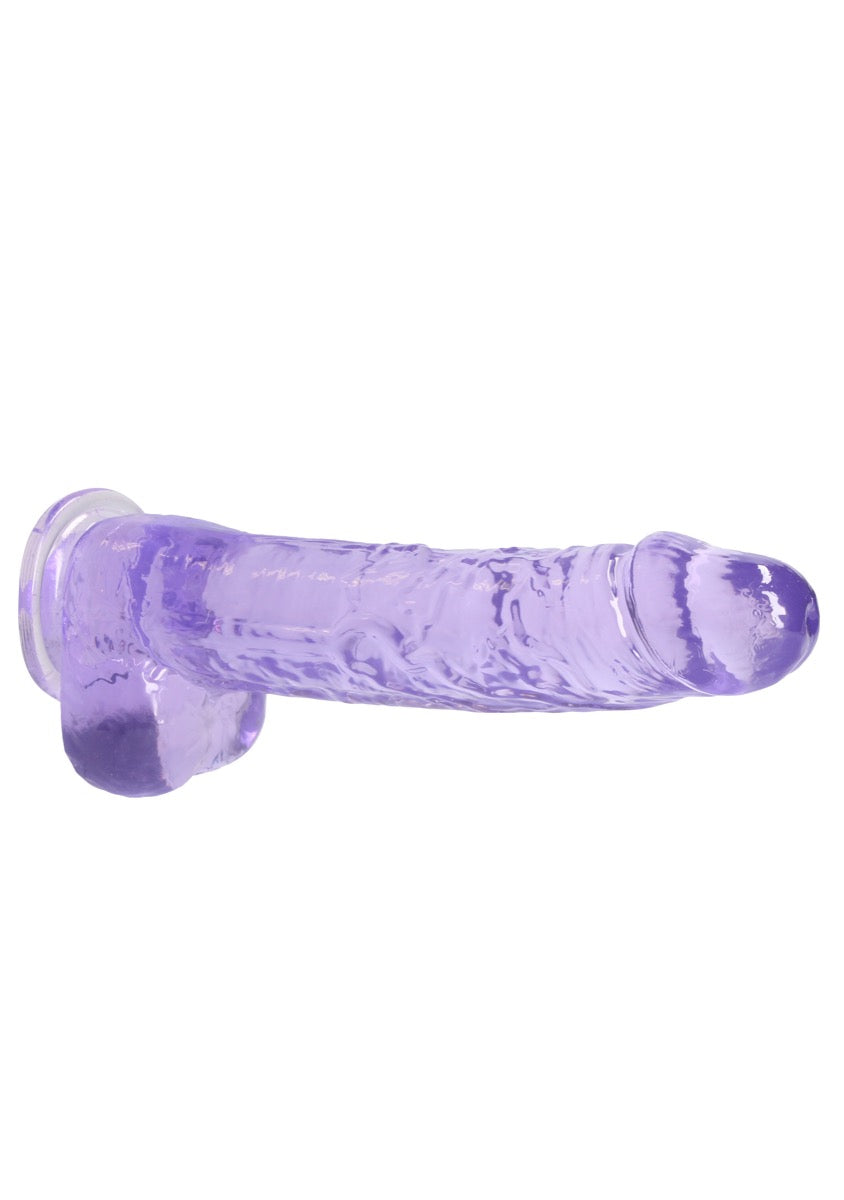 Real Rock Crystal Clear 9" Realistic Dildo With Balls (Purple) - Image 2