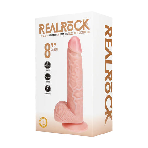 Real Rock - Vibrating and Rotating Straight Cock with Balls - 8 / 20 5 cm - Flesh - Image 4