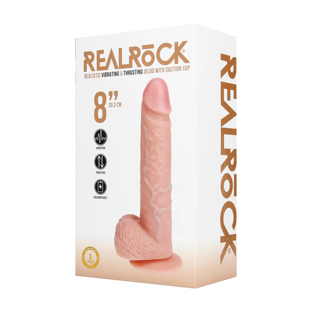 Real Rock - Vibrating and Thrusting Straight Cock with Balls - 8 / 20 5 cm - Flesh - Image 4