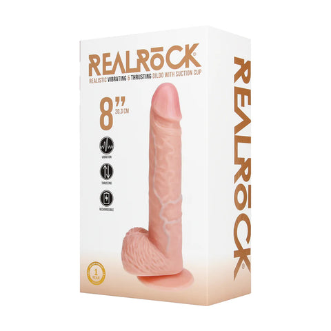 Real Rock - Vibrating and Thrusting Straight Cock with Balls - 8 / 20 5 cm - Flesh - Image 4