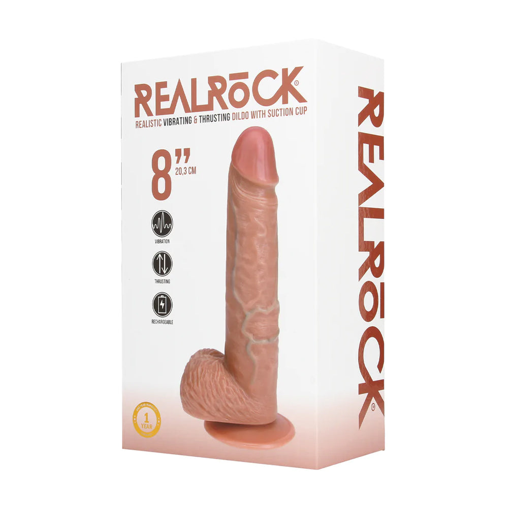 Real Rock - Vibrating and Thrusting Straight Cock with Balls - 8 / 20 5 cm - Tan - Image 4