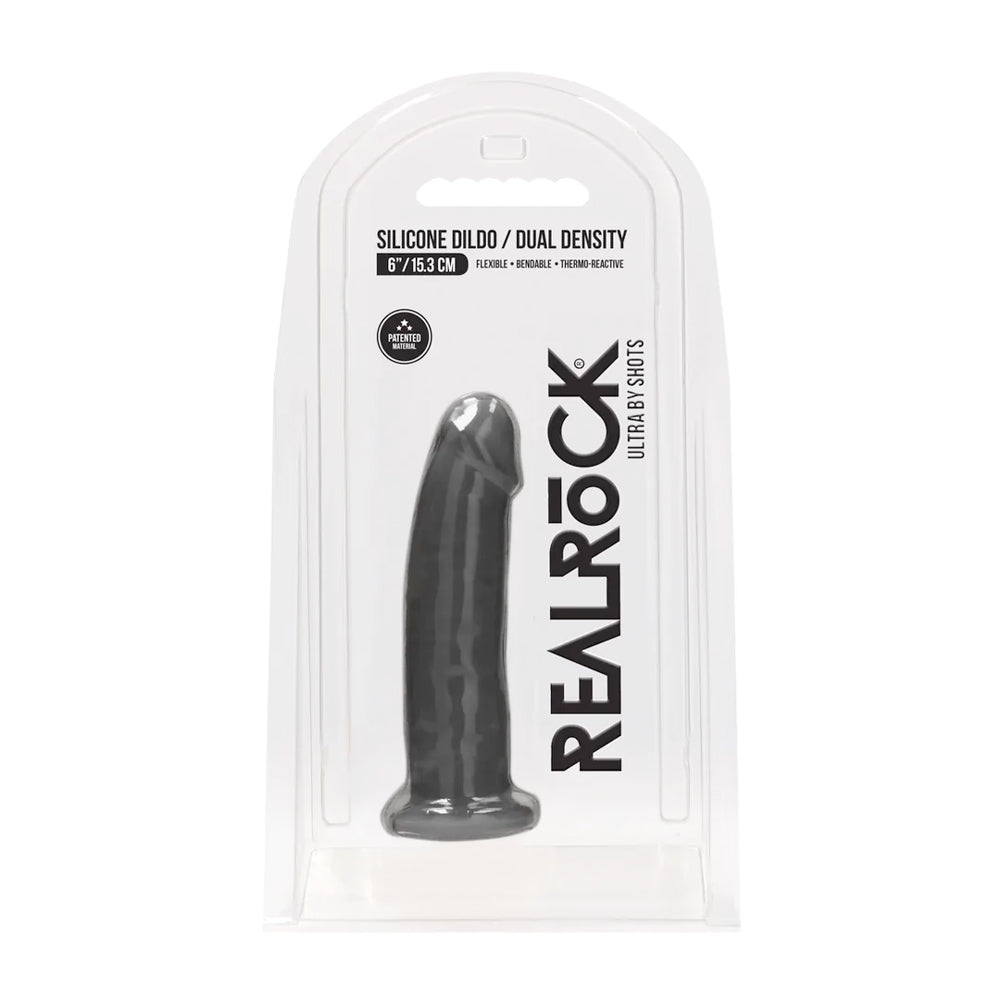 Real Rock Silicone Dildo Without Balls 6" (Black) - Image 4