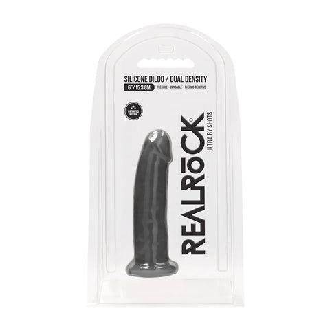 Real Rock Silicone Dildo Without Balls 6" (Black) - Image 4