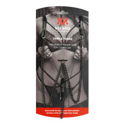 SEI MIO - Triple Tease - Adjustable Nipple and Clit Clamp Set - Image 2