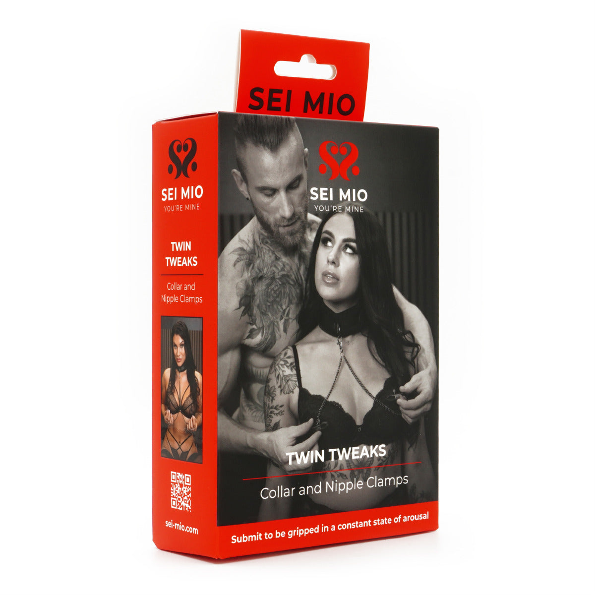 SEI MIO - Twin Tweaks - Velvet Collar with Nipple Clamps - Image 2