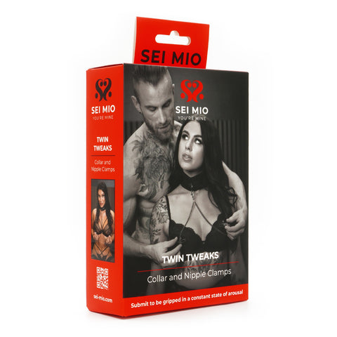 SEI MIO - Twin Tweaks - Velvet Collar with Nipple Clamps - Image 2