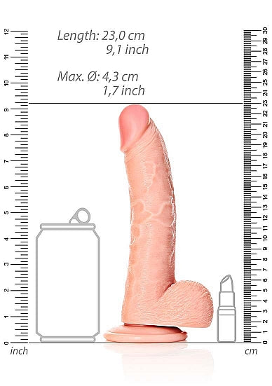 Real Rock - Curved Realistic Dildo & Balls with Suction Cup 8 inches - Skin - Image 3