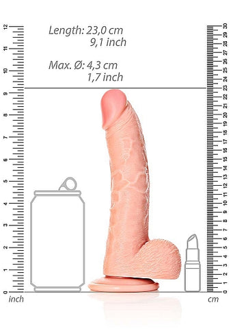 Real Rock - Curved Realistic Dildo & Balls with Suction Cup 8 inches - Skin - Image 3