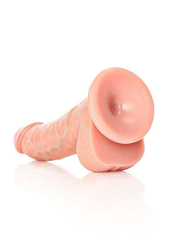 Real Rock - Curved Realistic Dildo & Balls with Suction Cup 6 inches - Skin - Image 3