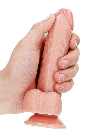 Real Rock - Curved Realistic Dildo & Balls with Suction Cup 6 inches - Skin - Image 4