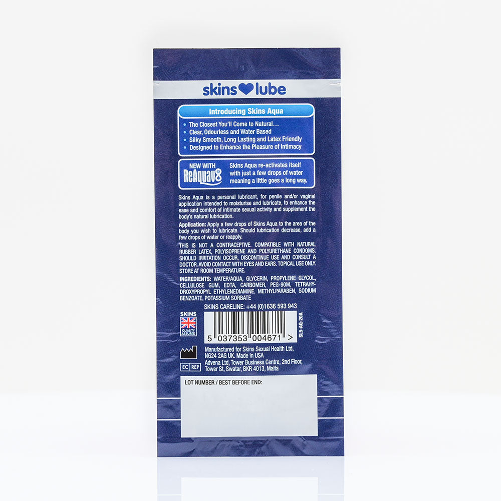 Skins Aqua Water Based Lubricant - 5ml Foil - Image 2
