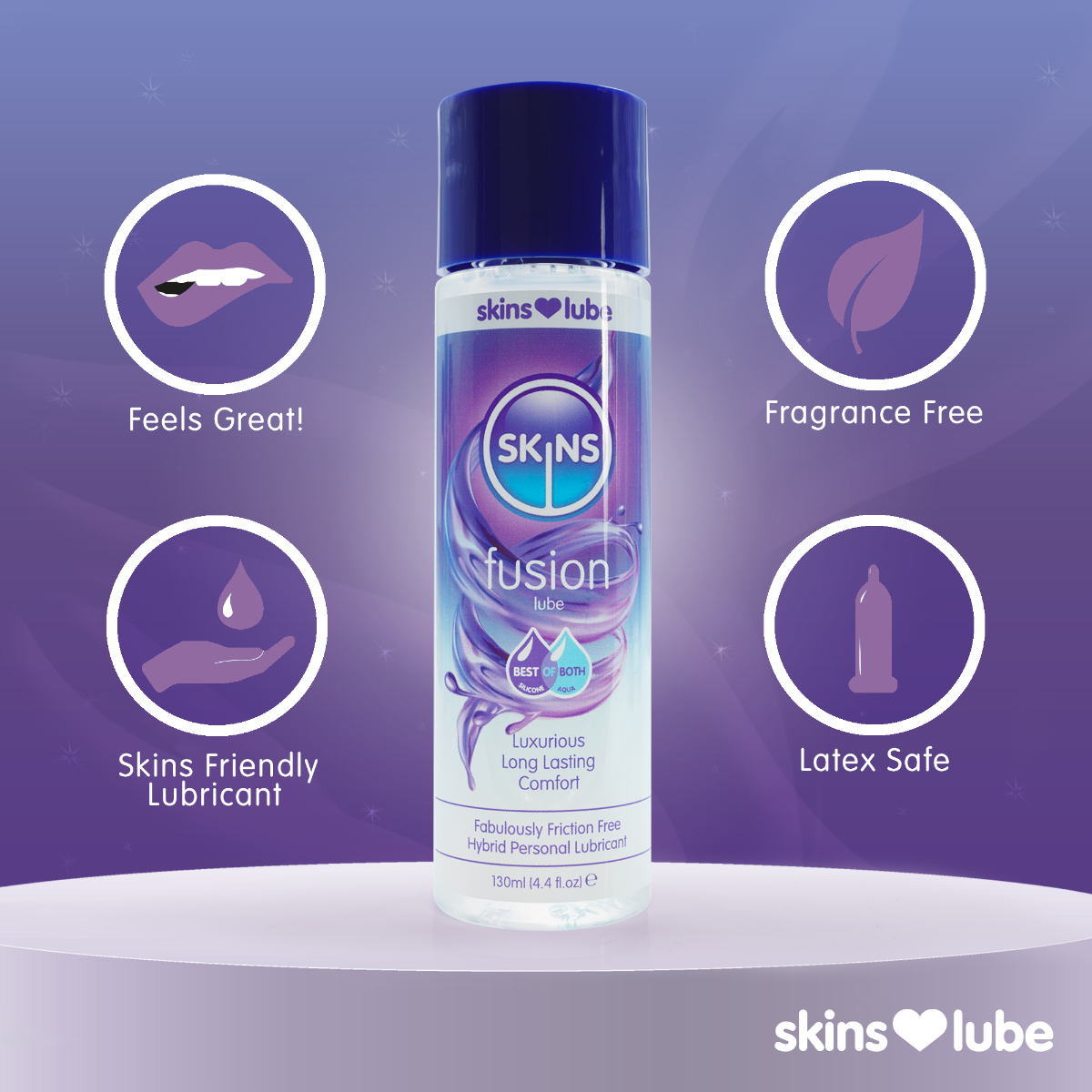 Skins Fusion Hybrid Silicone and Water Based Lubricant 4.4 fl oz (130ml) - Image 3