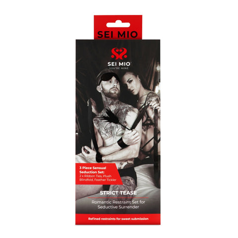 SEI MIO - Strict Tease - Ribbon Ties Blindfold and Tickler Kit - Image 3