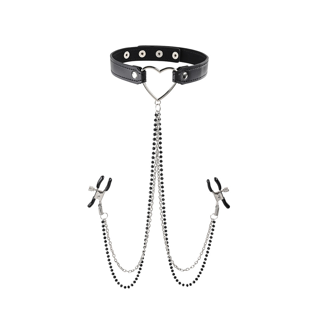 S&M Amor Collar with Nipple Jewelry by Sex & Mischief
