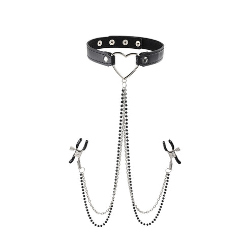 S&M Amor Collar with Nipple Jewelry by Sex & Mischief