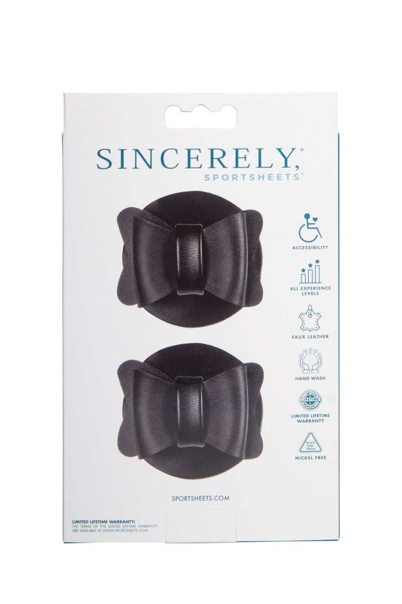 Sportsheets Sincerely Bow Tie Faux Leather Nipple Pasties - Image 3