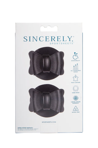 Sportsheets Sincerely Bow Tie Faux Leather Nipple Pasties - Image 3