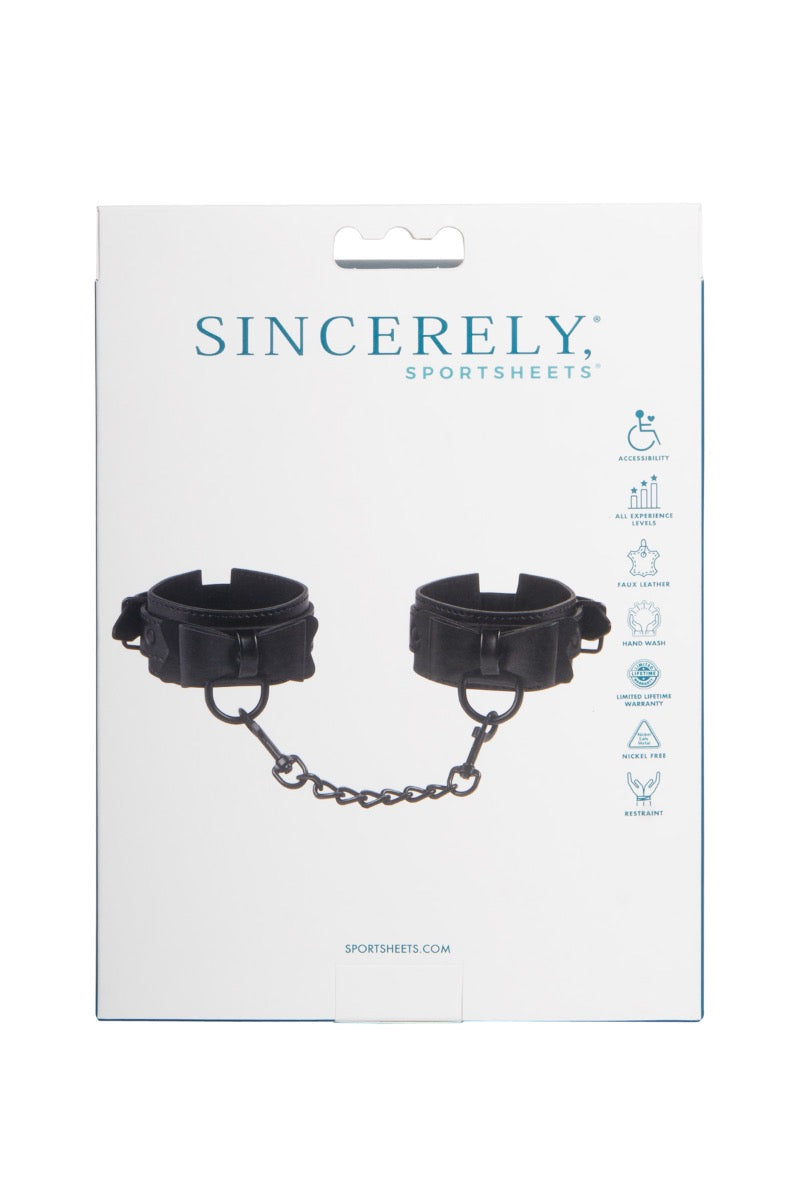 Sportsheets Sincerely Bow Tie Faux Leather Wrist Cuffs - Image 2