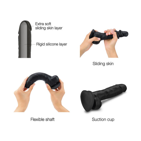 Strap On Me - Sliding Skin Realistic Dildo -Black - M - Image 3