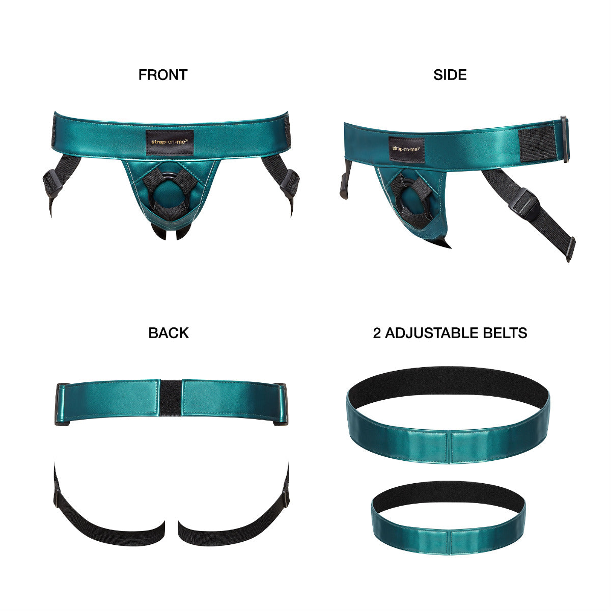 Strap On Me - Leatherette Harness Curious - Metallic Green - Image 3