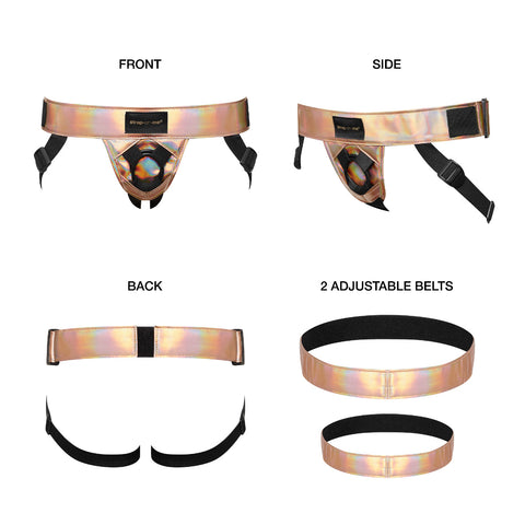 Strap On Me - Leatherette Harness Curious - Rose Gold Holographic - Image 3