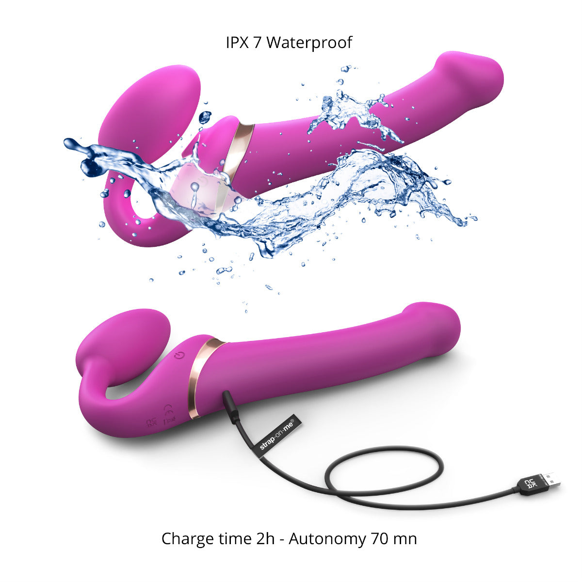 Strap On Me - Multi Orgasm Bendable Strap-On - M - Fuchsia - Image 4