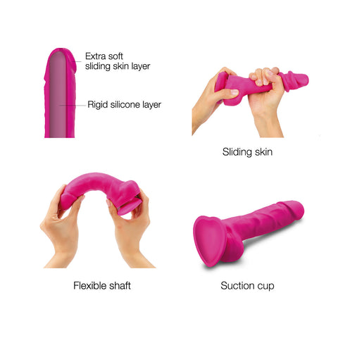 Strap On Me - Sliding Skin Realistic Dildo - Fuchsia - M - Image 3