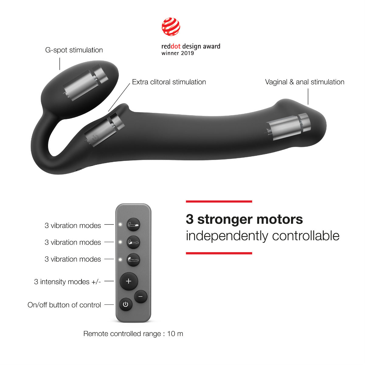 Strap On Me - Vibrating Bendable Strap-On - M - Black - Image 2