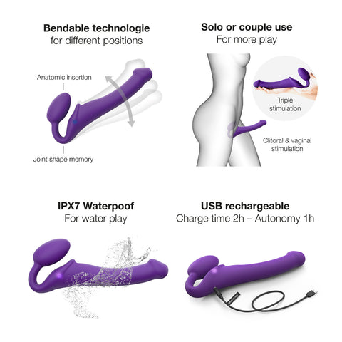 Strap On Me - Vibrating Bendable Strap-On - M - Purple - Image 3