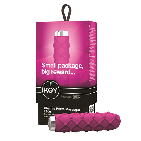 Key by Jopen Charms Petite Massager - Lace Raspberry Pink