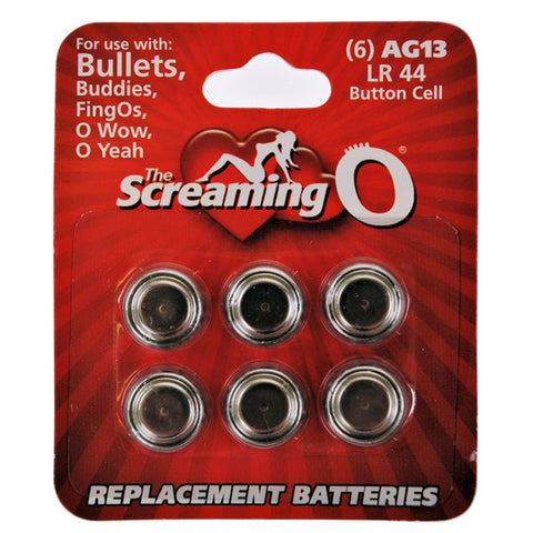 Screaming O Card of 6 x AG13 batteries (LR44)