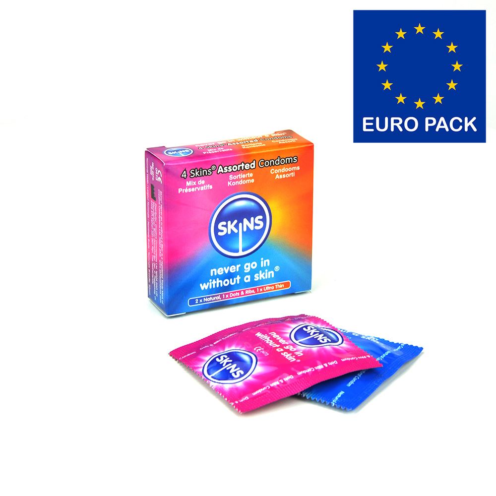 Skins Condoms Assorted 4 Pack Euro 1 - D&R  NAT  UT