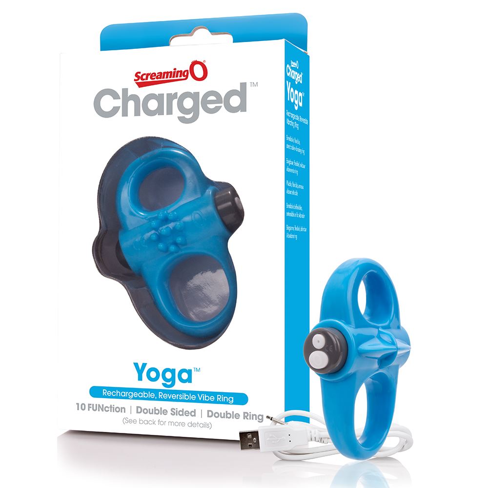 Screaming O Charged Yoga Vibrating Cock Ring - Blue