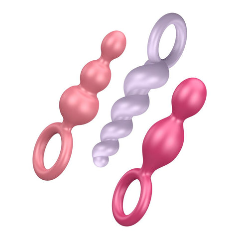Satisfyer Plugs - Coloured (Pink  Purple & Red) (Booty Call - Coloured set of 3)