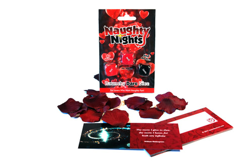 Lovers Survival Kit | Bag with Romantic Cards, Rose Petals, Naughty Dice Game