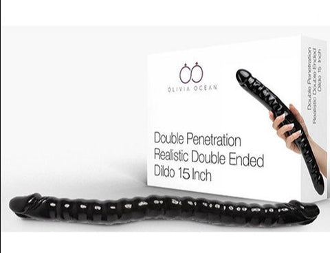 Double Ended Dildo Realistic 15" Long Lesbian Anal Double Ender Sex Toy FREE LUBE