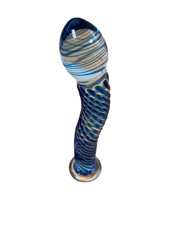 Spiral Glass Dildo (Blue)