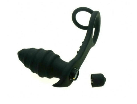 Prostate Massager Cock Ring Butt Plug Anal Black Adult For Men Gay Sex Toy