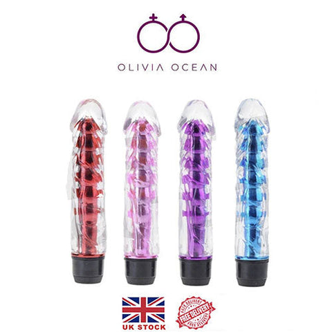 Vibrating Jelly Multi-Speed Vibrator-Dildo Sex Toy 5 inch FREE BATTERIES