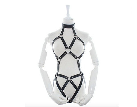Sexy Leather Body Harness Restraint Fetish Costume Bondage unisex
