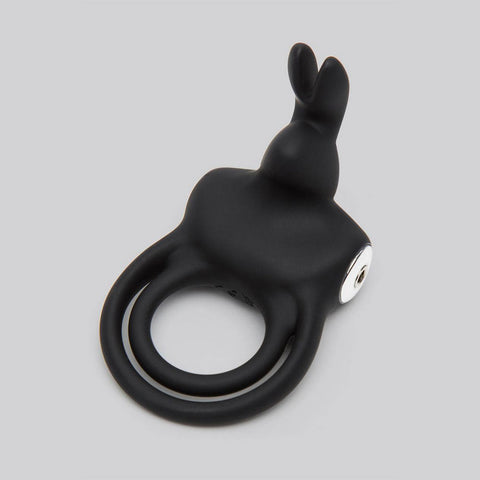 Happy Rabbit Couples Stimulating USB Rechargeable Rabbit Love Ring Black