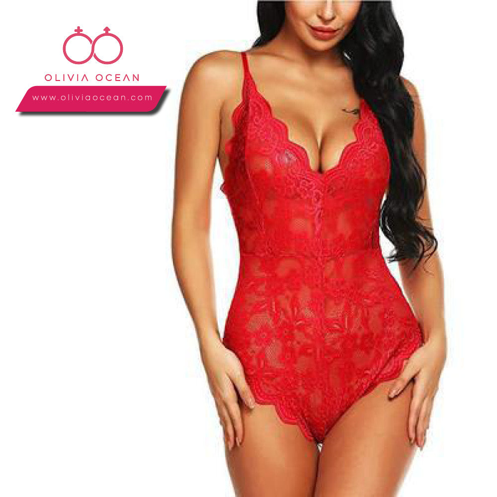 Women Lace Lingerie Set Garter Belts Lace Babydoll Bodysuit Nightwear