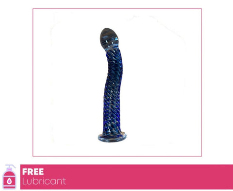 Spiral Glass Dildo (Blue)