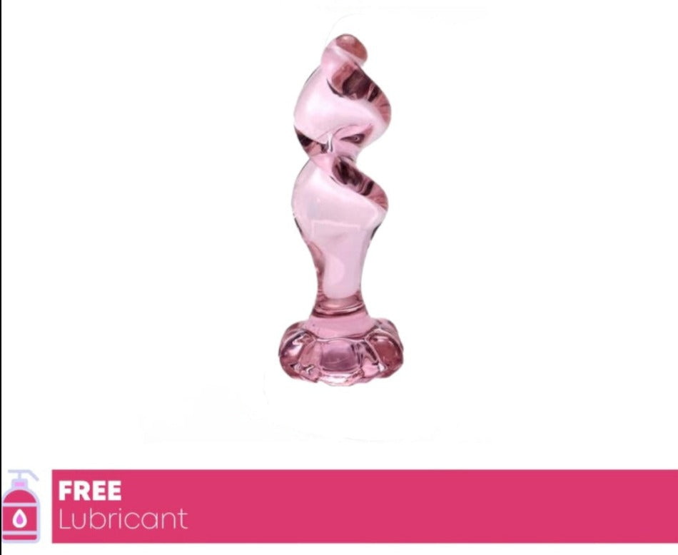 Crystal Flower Twisted Glass Butt Plug