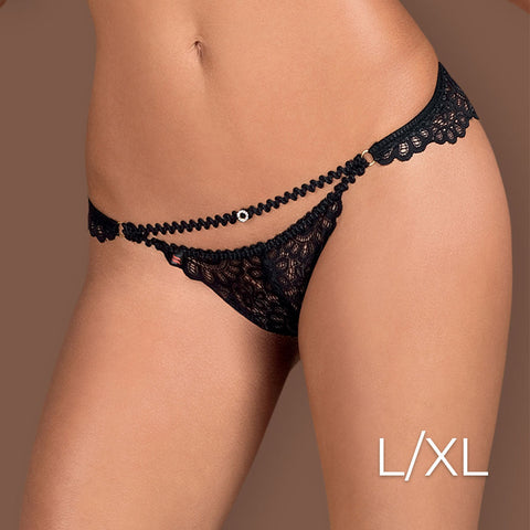 Obsessive - Mixty crotchless panties L/XL - Black