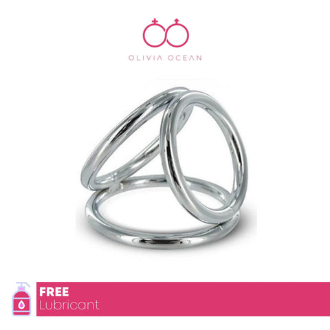 Triple Penis Cock Ring Male Cock and Ball Cage Strong Erection Adult Sex Toy