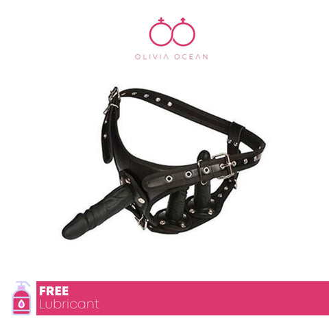 Triple Strap On Three Removable Dildos Black Leather Sex Toy anal plugs sex